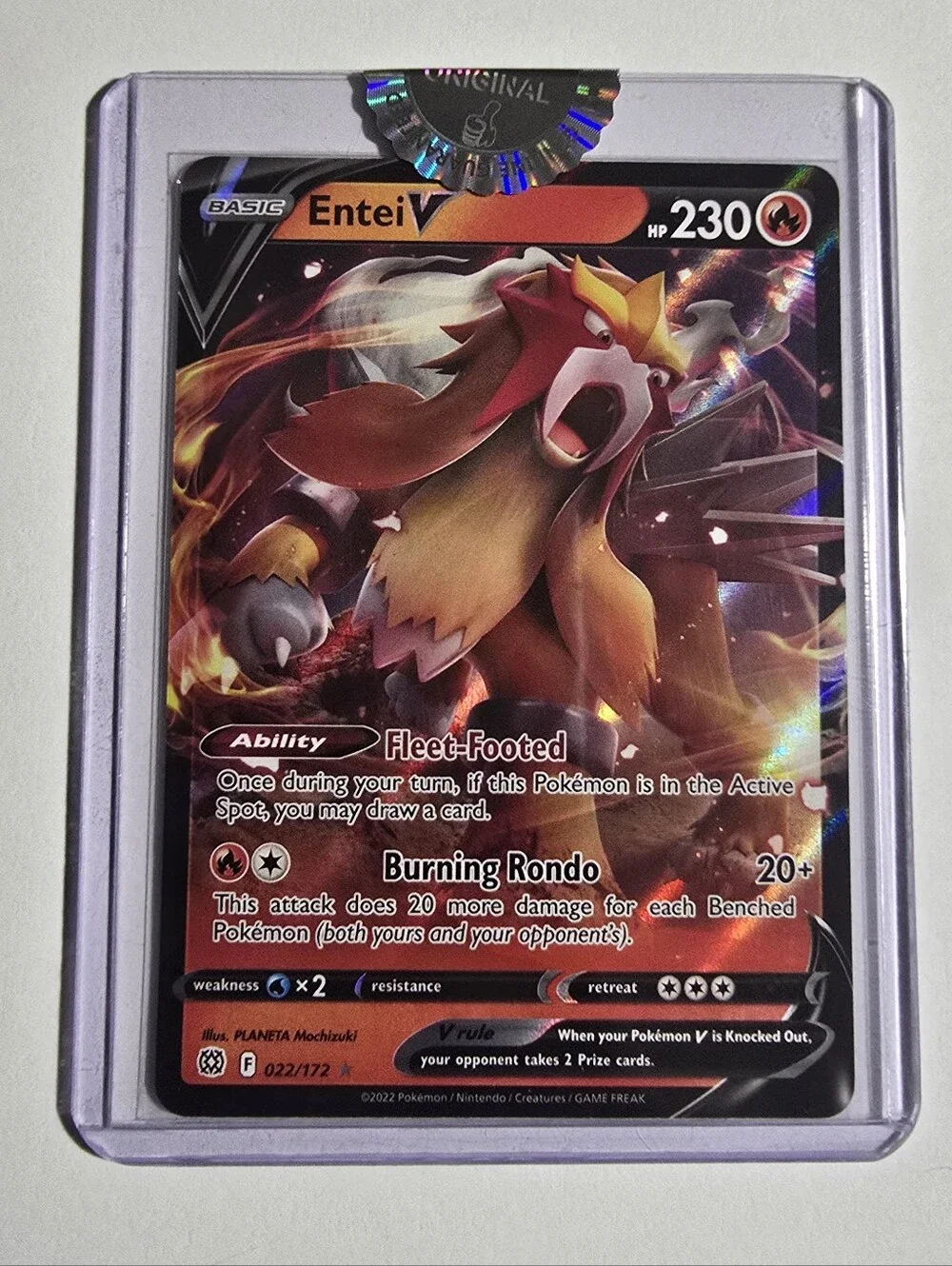 Pokemon Entei V 022/172  Brilliant Stars Sword & Shield Ultra Rare Holo NM